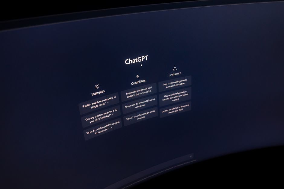 A side-by-side comparison chart on a screen, showing key features of Mistral, OpenAI, Gemini, and Claude, highlighting different aspects like creativity, summarization, and ethical focus.