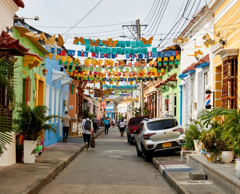 Vibrant street art in the Getsemaní neighborhood of Cartagena, Colombia, showcasing local culture away from the main tourist area.