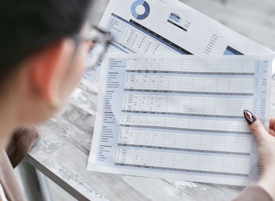 A close-up of a spreadsheet displaying revenue figures, project costs, and profit margins for a consulting business.